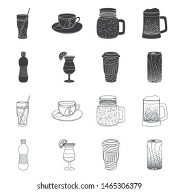 Vector design of drink and bar symbol. Collection of drink and party stock vector illustration.