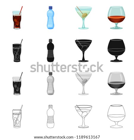 Vector design of drink and bar symbol. Set of drink and party vector icon for stock.