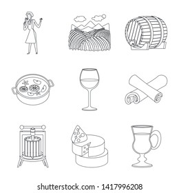 Vector design of drink and manufacturing logo. Set of drink and restaurant stock vector illustration.