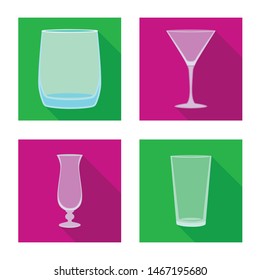 Vector design of drinks and restaurant logo. Set of drinks and celebration stock vector illustration.
