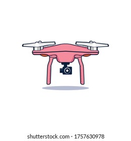 Diseño vectorial de un dron en rosa con fondo blanco