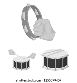 Vector design of drum and instrument icon. Set of drum and festival stock symbol for web.