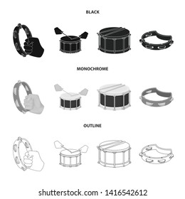 Vector design of drum and instrument sign. Collection of drum and festival stock symbol for web.