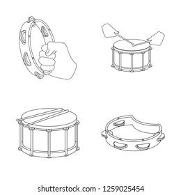 Vector design of drum and instrument symbol. Set of drum and festival stock vector illustration.