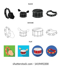 Vector design of drum and instrument symbol. Set of drum and festival vector icon for stock.