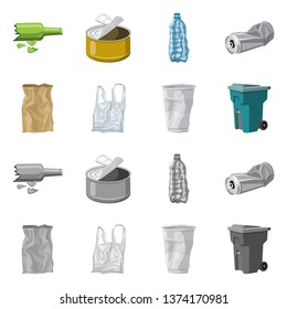 Vector design of dump  and sort icon. Set of dump  and junk stock symbol for web.