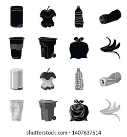 Vector design of dump  and sort icon. Collection of dump  and junk stock symbol for web.