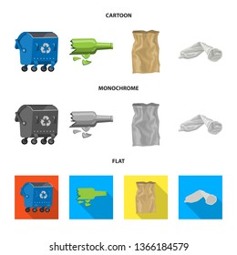 Vector design of dump  and sort logo. Collection of dump  and junk vector icon for stock.