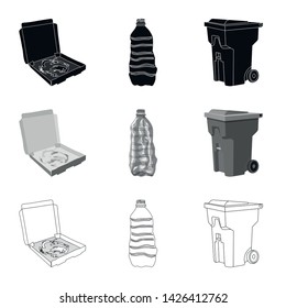 Vector design of dump and sort logo. Collection of dump and junk vector icon for stock.