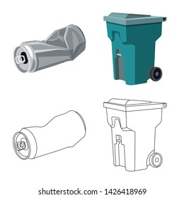 Vector design of dump and sort logo. Set of dump and junk vector icon for stock.