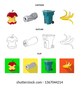 Vector design of dump  and sort sign. Collection of dump  and junk stock symbol for web.