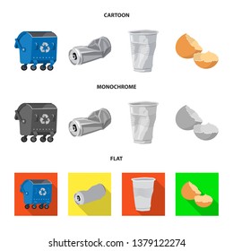 Vector design of dump  and sort sign. Collection of dump  and junk stock symbol for web.