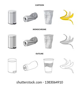 Vector design of dump  and sort sign. Set of dump  and junk stock symbol for web.