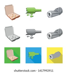 Vector design of dump  and sort sign. Set of dump  and junk stock vector illustration.