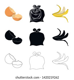 Vector design of dump  and sort sign. Collection of dump  and junk stock vector illustration.