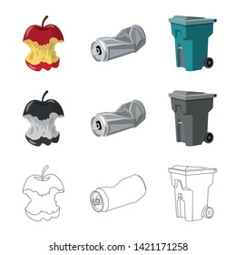 Vector design of dump  and sort symbol. Collection of dump  and junk stock vector illustration.