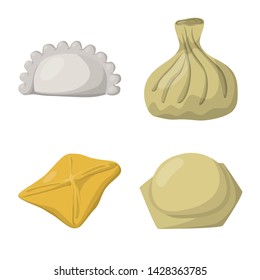 Vector design of dumplings and food icon. Collection of dumplings and stuffed stock symbol for web.