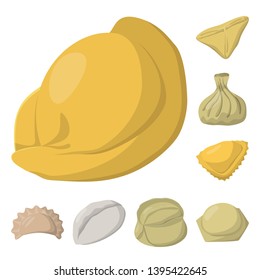 Vector design of dumplings and food  symbol. Collection of dumplings and stuffed stock symbol for web.