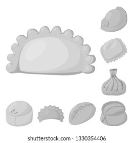 Vector design of dumplings and stuffed logo. Collection of dumplings and dish stock vector illustration.