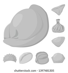 Vector design  dumplings and stuffed logo. Set  dumplings and dish stock symbol for web.