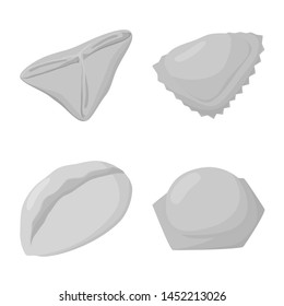 Vector design of dumplings and stuffed logo. Set of dumplings and dish stock symbol for web.