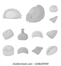 Vector design of dumplings and stuffed symbol. Collection of dumplings and dish vector icon for stock.