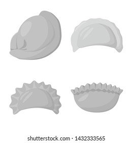 Vector design of dumplings and stuffed symbol. Set of dumplings and dish vector icon for stock.