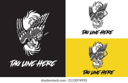 vector design of eagle vector black and white