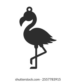 Vector design for earring, pendant or keychain with flamingo shape. Jewelry silhouette laser cut template. Cnc cutting with metal, wood or leather