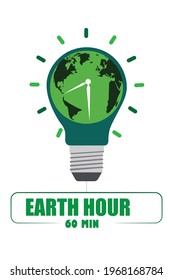Vector Design for Earth hour with World light Bulb illustration