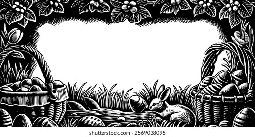 Vector design Easter - frame as template element
