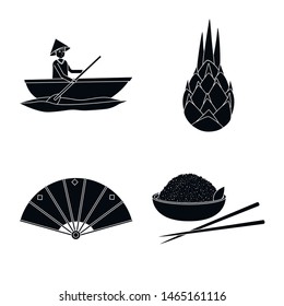 Vector design of eastern and oriental logo. Set of eastern and tourism vector icon for stock.