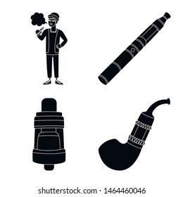 Vector design of e-cig and trendy sign. Collection of e-cig and electronic stock vector illustration.