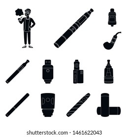 Vector design of e-cig and trendy symbol. Set of e-cig and electronic stock vector illustration.