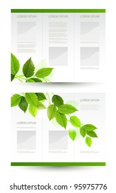 vector design of eco booklet with branch of fresh green leaves