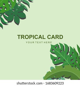 Vector design of an edge frame adorned with tropical palm leaves with space for your message.