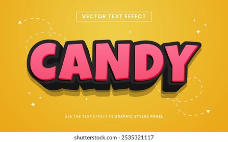 Vector design editable text effect, candy 3d cartoon