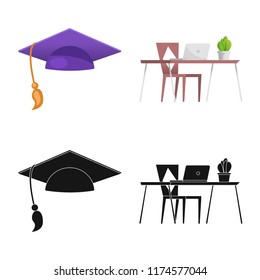 Vector design of education and learning icon. Collection of education and school stock vector illustration.