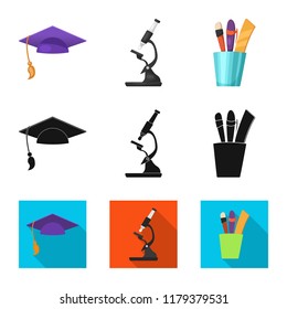Vector design of education and learning icon. Collection of education and school vector icon for stock.