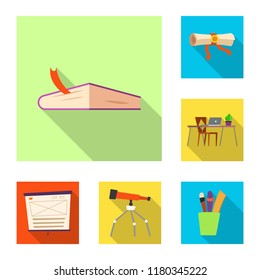 Vector design of education and learning icon. Collection of education and school stock vector illustration.