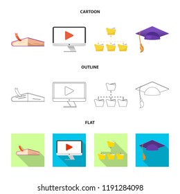 Vector design of education and learning icon. Collection of education and school stock vector illustration.