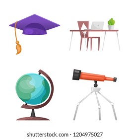 Vector design of education and learning icon. Set of education and school stock symbol for web.