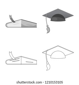 Vector design of education and learning icon. Collection of education and school stock vector illustration.