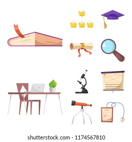 Vector design of education and learning logo. Collection of education and school stock vector illustration.