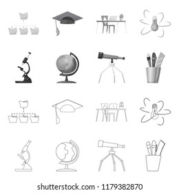 Vector design of education and learning logo. Collection of education and school stock vector illustration.