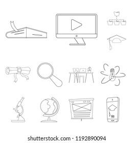 Vector design of education and learning logo. Collection of education and school stock vector illustration.