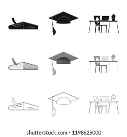 Vector design of education and learning logo. Collection of education and school stock vector illustration.