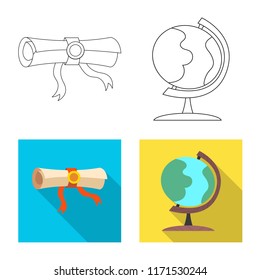 Vector design of education and learning sign. Collection of education and school stock vector illustration.