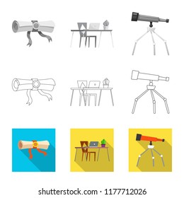 Vector design of education and learning sign. Collection of education and school stock vector illustration.