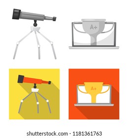 Vector design of education and learning sign. Set of education and school stock vector illustration.